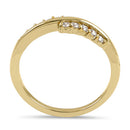 Solid 14K Yellow Gold Elegant Overlapping Diamond Ring
