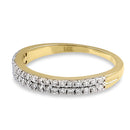 Solid 14K Yellow Gold 2 Row Half Eternity Pave Diamond Ring
