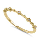 Solid 14K Yellow Gold Thin Half Eternity Pattern Stackable Diamond Ring