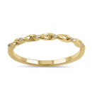 Solid 14K Yellow Gold Thin Half Eternity Twisted Stackable Diamond Ring