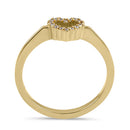 Solid 14K Yellow Gold Heart Diamond Ring