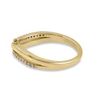 Solid 14K Yellow Gold Elegant Overlapping Diamond Wave Ring