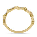 Solid 14K Yellow Gold Half Eternity Stackable Wave Diamond Ring