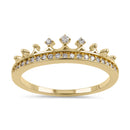 Solid 14K Yellow Gold Princess Crown Diamond Ring