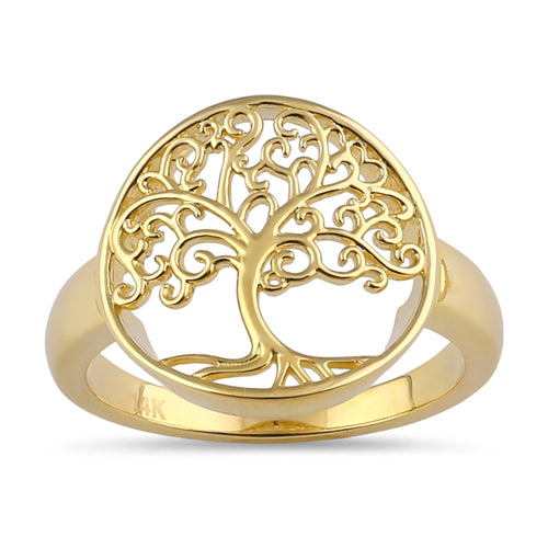 Solid 14K Gold Tree of Life Ring