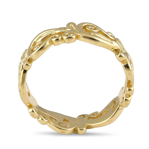 Solid 14K Gold Vines Band Ring