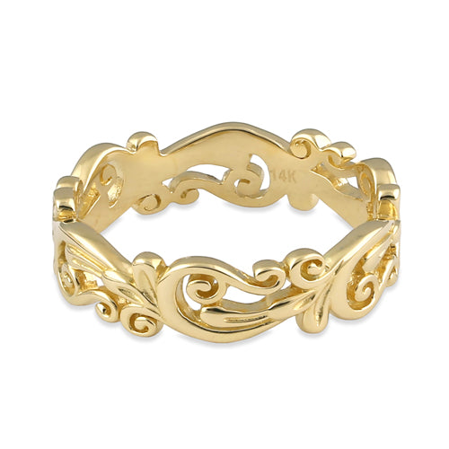 Solid 14K Gold Vines Band Ring