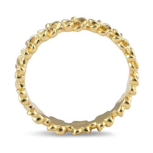 Solid 14K Gold Plumeria Eternity Band Ring