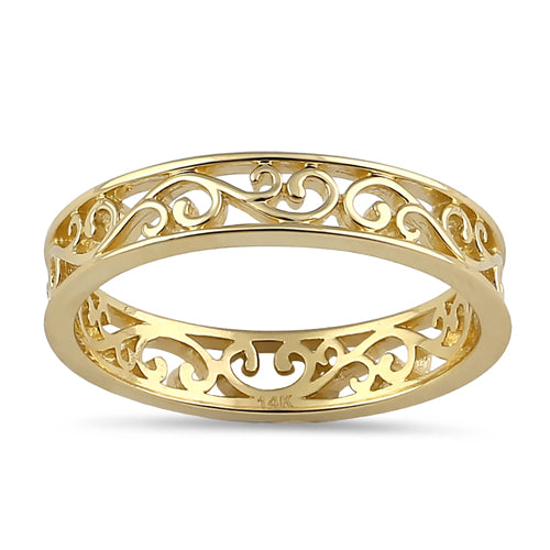 Solid 14K Gold Unique Band Ring