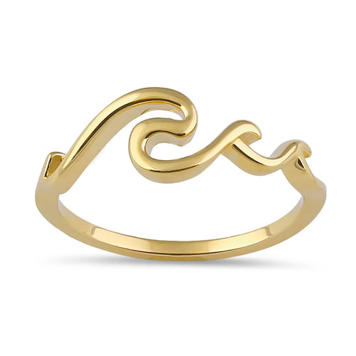 Solid 14K Gold Rolling Waves Ring