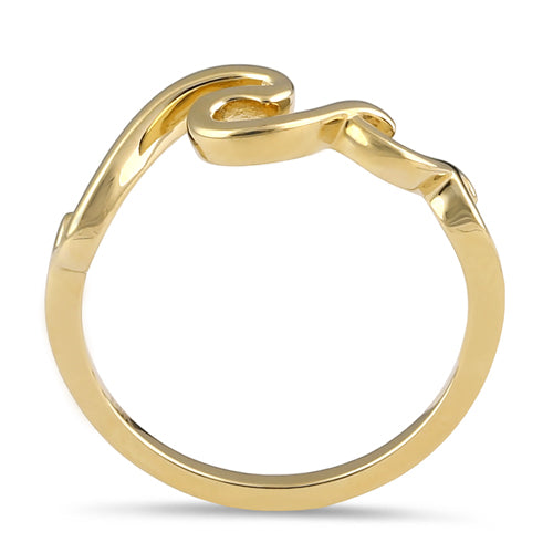 Solid 14K Gold Rolling Waves Ring