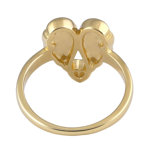 Solid 14K Gold Angel Wings with Heart Ring