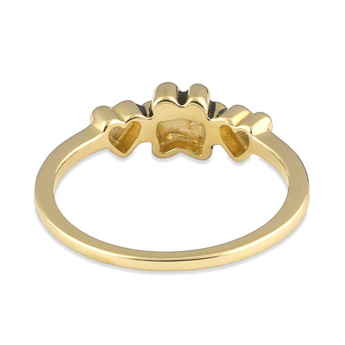 Solid 14K Gold Pet Love Paw & Hearts Ring
