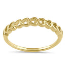 Solid 14K Gold Heart Row Ring