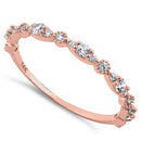 Solid 14K Rose Gold Thin Elegant Round Clear CZ Ring