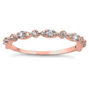 Solid 14K Rose Gold Thin Elegant Round Clear CZ Ring