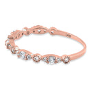 Solid 14K Rose Gold Thin Elegant Round Clear CZ Ring