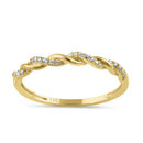Solid 14K Gold Half Eternity CZ Rope Twist Ring