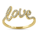 Solid 14K Gold Large Love CZ Ring