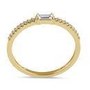 Solid 14K Gold Dainty Baguette CZ Stackable Ring