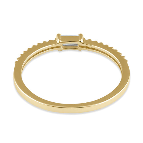 Solid 14K Gold Dainty Baguette CZ Stackable Ring
