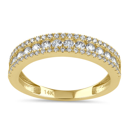 Solid 14K Gold Layered CZ Engagement Ring