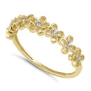 Solid 14K Gold Flower CZ Ring