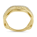 Solid 14K Gold 3 in 1 CZ Stackable Wave Ring