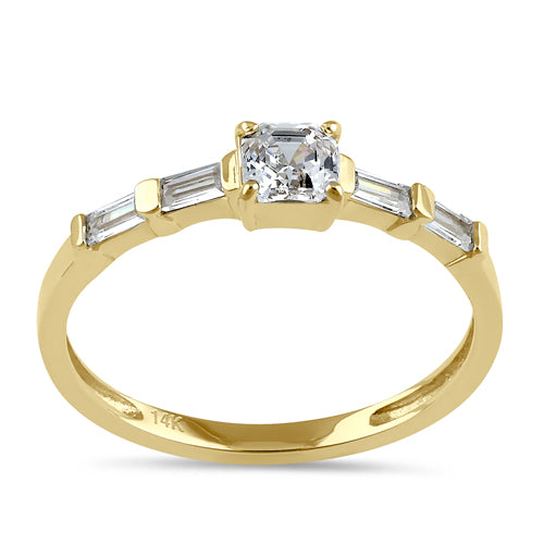 Solid 14K Gold Five Stone Engagement CZ Ring