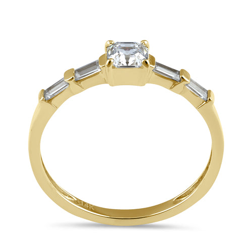 Solid 14K Gold Five Stone Engagement CZ Ring