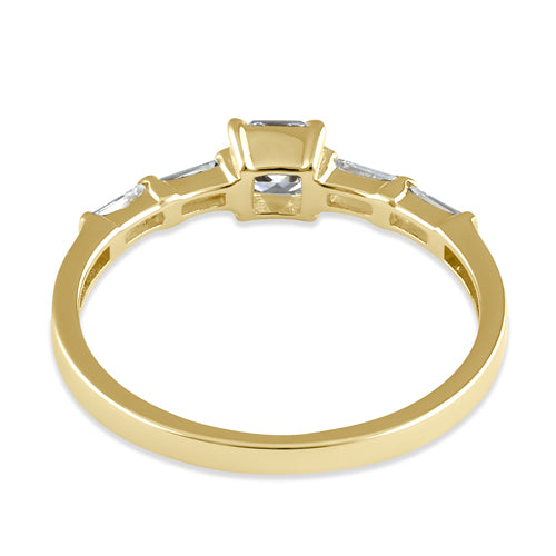 Solid 14K Gold Five Stone Engagement CZ Ring