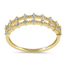Solid 14K Gold Layered Beaded CZ Ring