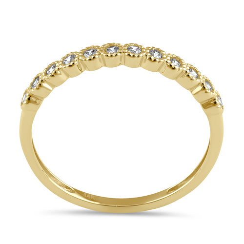 Solid 14K Gold Scalloped Thin CZ Ring