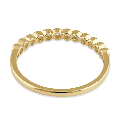Solid 14K Gold Scalloped Thin CZ Ring