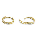 Solid 14K Yellow Gold CZ Hoop Earrings