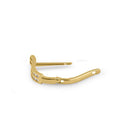 Solid 14K Yellow Gold 3mm x 15.5mm Double Striped Clear CZ Hoop Earrings