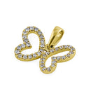Solid 14K Yellow Gold Butterfly Diamond Pendant
