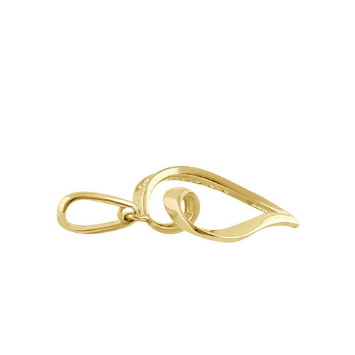 Solid 14K Gold Ribbon Heart Diamond Pendant