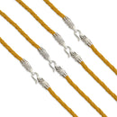 Yellow Braided Leatherette Necklace 4mm w/ Silver Plated Bali Lock - Pack of 4