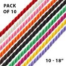 18" 4mm Rayon Twisted Necklace w/ Steel Adj Clasp Assorted Colors - Pack of 10