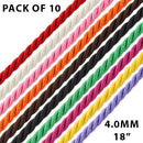 18" 4mm Rayon Twisted Necklace w/ Steel Adj Clasp Assorted Colors - Pack of 10