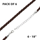 18" 4mm Brown Rayon Twisted Necklace w/ Steel Adj Clasp - Pack of 6