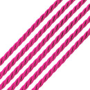18" 4mm Hot Pink Rayon Twisted Necklace w/ Steel Adj Clasp - Pack of 6