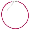 18" 4mm Hot Pink Rayon Twisted Necklace w/ Steel Adj Clasp - Pack of 6