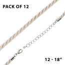 18" 4mm Ivory Rayon Twisted Necklace w/ Steel Adj Clasp - Pack of 12