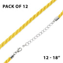18" 4mm Yellow Rayon Twisted Necklace w/ Steel Adj Clasp - Pack of 12