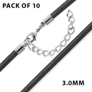 16" 3.0mm Black Leather Cord w/ Adjustable Clasp - Pack of 12