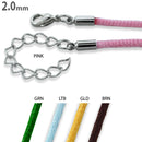 16" 2mm Silk Cord Necklaces w/ Stainless Steel Clasp Adj to 18" Assorted Colors - Pack of 10