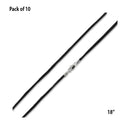 18" 2mm Black Silk Necklace w/ Rhodium Plated Clasp - Pack of 10