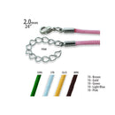 24" 2mm Silk Cord Necklace w/ Stainless Steel Clasp Adj to 26" Pack of 50( 10 Per Color)
